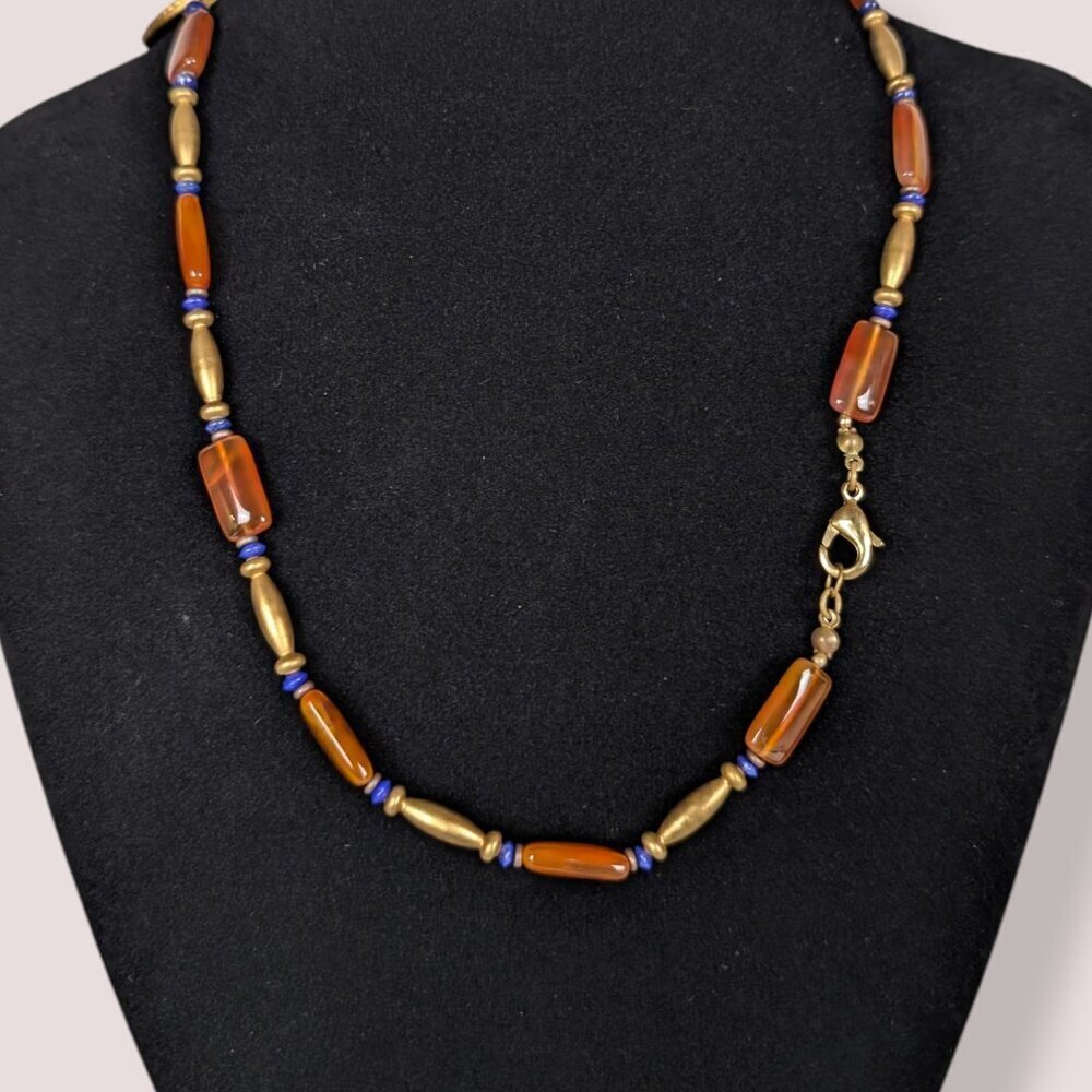 Vintage Egyptian Revival Glass Bead Necklace - Picture 5 of 6